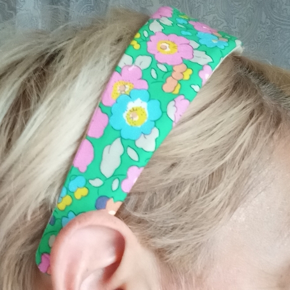 Liberty of London Art Fabric Headband Betsy Meadow Pink Green Colorful Pastel - Picture 3 of 14